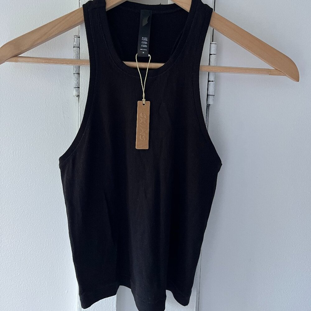SKIMS Soft Lounge Ribbed Racer Back Tank Top - Black - Size M